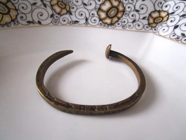 Philip Crangi engraved Railroad Spike bracelet