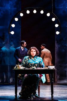 Nicky Arnstein (Ramin Karimloo), Fanny Brice (Beanie Feldstein), and Eddie Ryan (Jared Grimes)