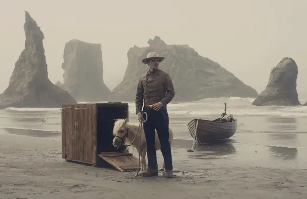 Robert Pattinson and Daisy in Damsel