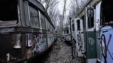 Two rusty streetcars