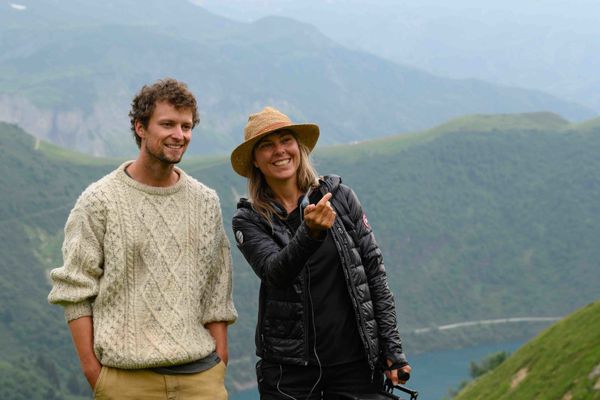 Sophie Deraspe and Félix-Antoine Duval during the shoot