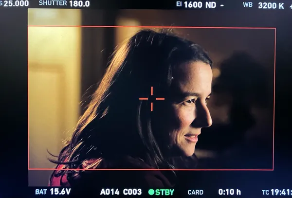 Sarah Lasry on the set of Hotel Acropole