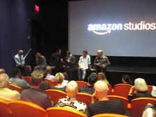 David Sheff, Dede Gardner, Jeremy Kleiner, Felix van Groeningen, Nic Sheff and Luke Davies inside the Crosby Street Hotel screening room