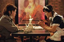 Setsuko (Shinobu Terajima) with her niece (Shioli Kutsuna) at the Maid Cafe: "They really do silly things there."