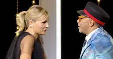 When Julia met Spike: Julia Ducournau rushed over to greet Jury President Spike Lee after receiving the Palme d’Or on the closing night of the Cannes Film Festival