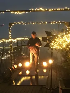 Tap dancing Stig Björkman on the Movie Man set