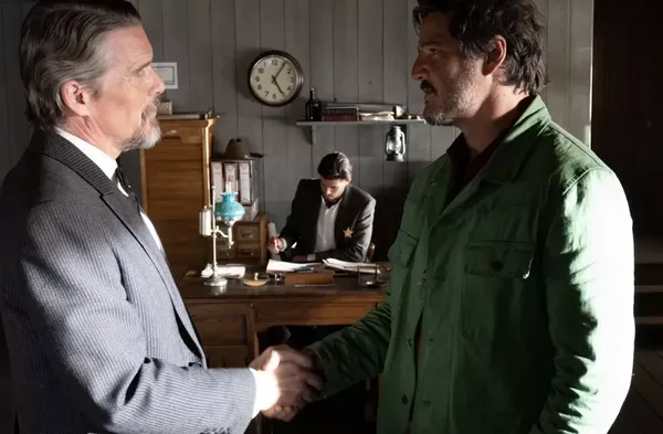 Ethan Hawke and Pedro Pascal in Strange Way of Life by Pedro Almodóvar