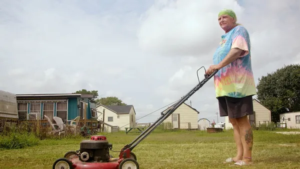 Tammy mows in Happy Campers