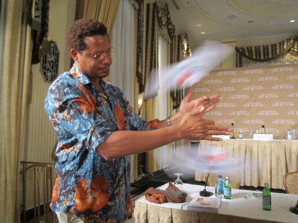 Terrence Howard as Howard in Lee Daniels' The Butler surprised Oprah Winfrey with his coat hanger twirling expertise