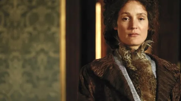 Vicky Krieps in feathers
