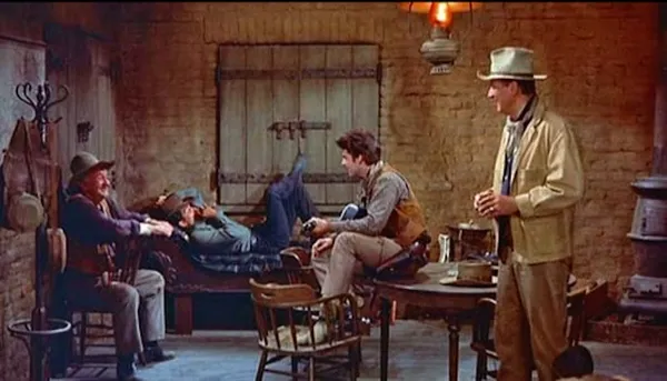 Walter Brennan, Dean Martin, Ricky Nelson and John Wayne in Rio Bravo
