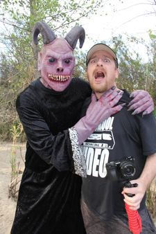 Alan Maxson (the Blood Beast) chokes director Dustin Ferguson