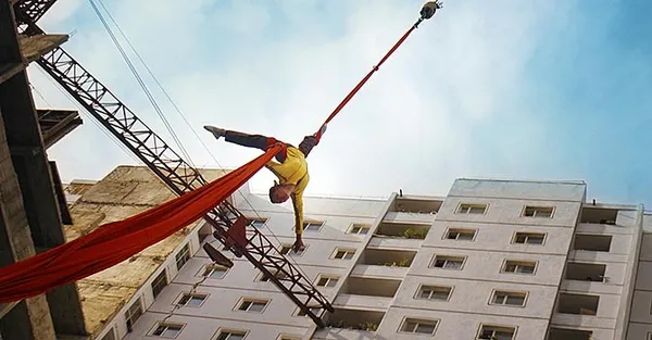Comrade Kim's building site acrobatics