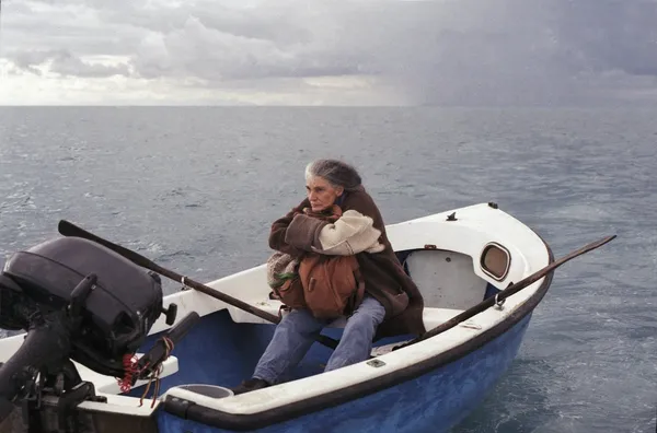 A woman in a boat