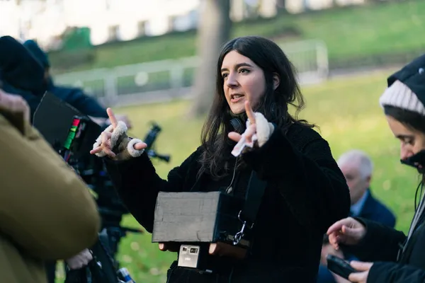 Director Laura Carreira on location in Princes Street Gardens