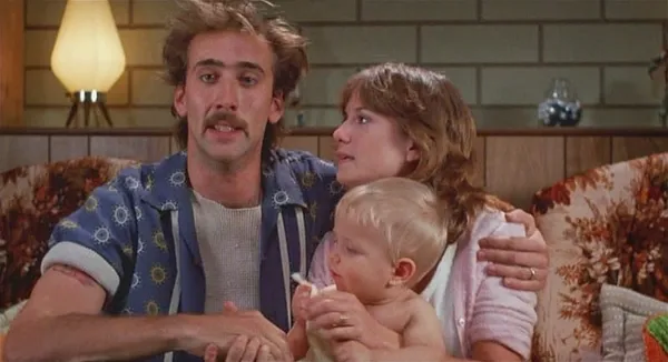 Nicolas Cage and Holly Hunter in Raising Arizona