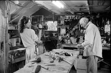 Rebecca Miller filming her father Arthur Miller in his Connecticut wood shop