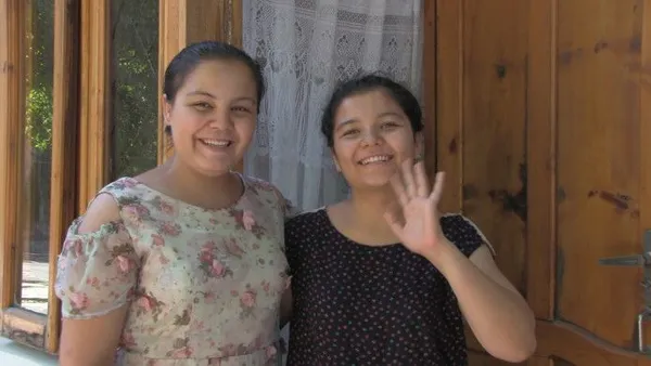 Two of the women Cat and Hannah met on the road, Sitora and her sister in Samarkand. Hannah Congdon: 'I was quite awestruck by lots of the women that we met, particularly in the Pamirs in these really miniscule towns who were doing quite extraordinary things'